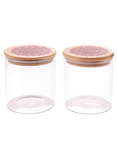 Kuber Industries Borosilicate Glass Jar with Printed Bamboo Lid|Kitchen Organizer Items and Storage|Multi-utility, Leakproof, Airtight Storage Jar for Cookies,Snacks,Tea,Coffee,Sugar|Pack of 2(300ml)